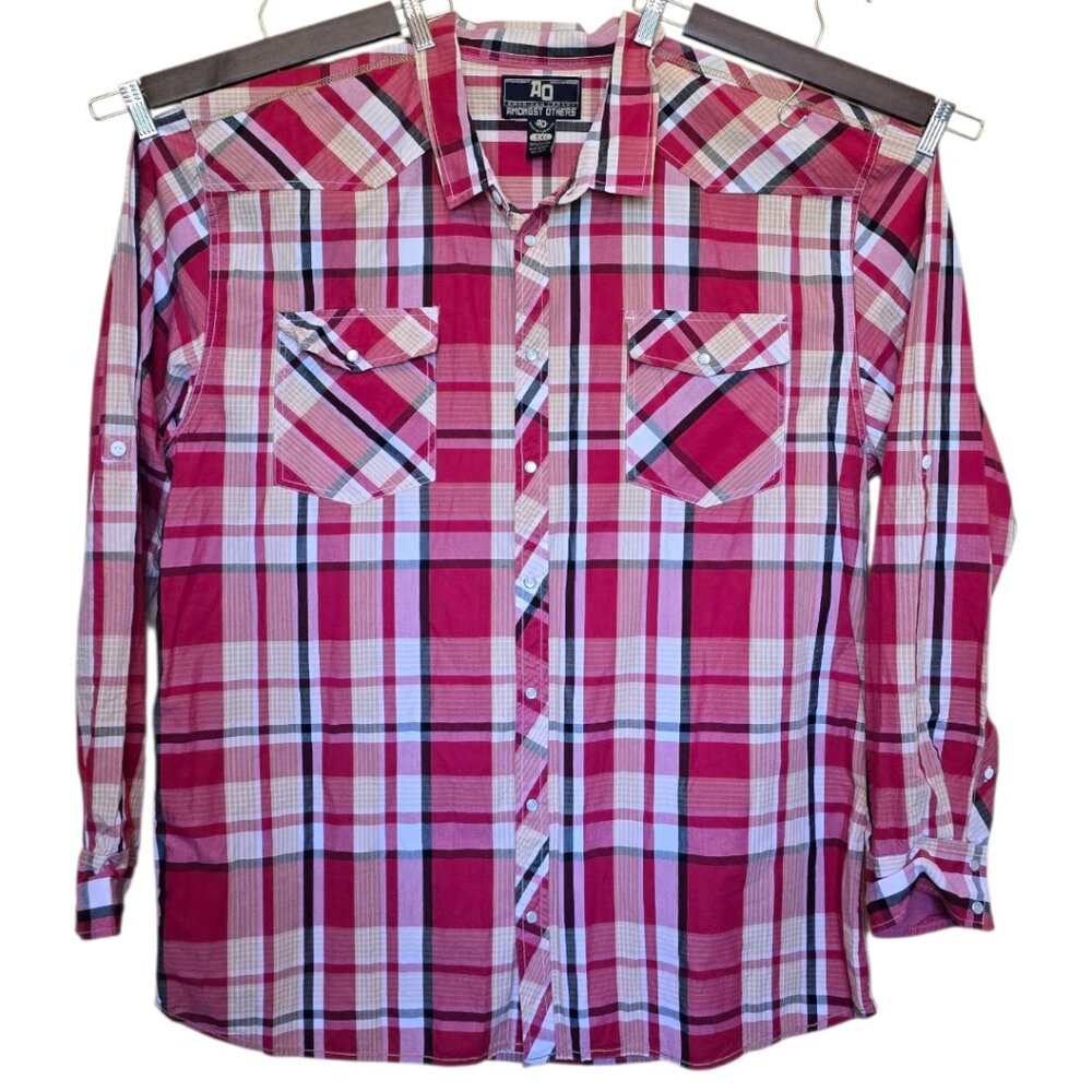 AMONGST OTHERS Pearl Snap Plaid Western Shirt sz 5XL